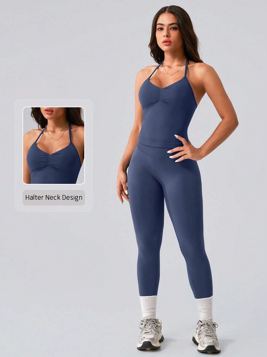 Womens Halter Neck Yoga Set Ri – Yoga Fitness Leggings recenzja i cena
